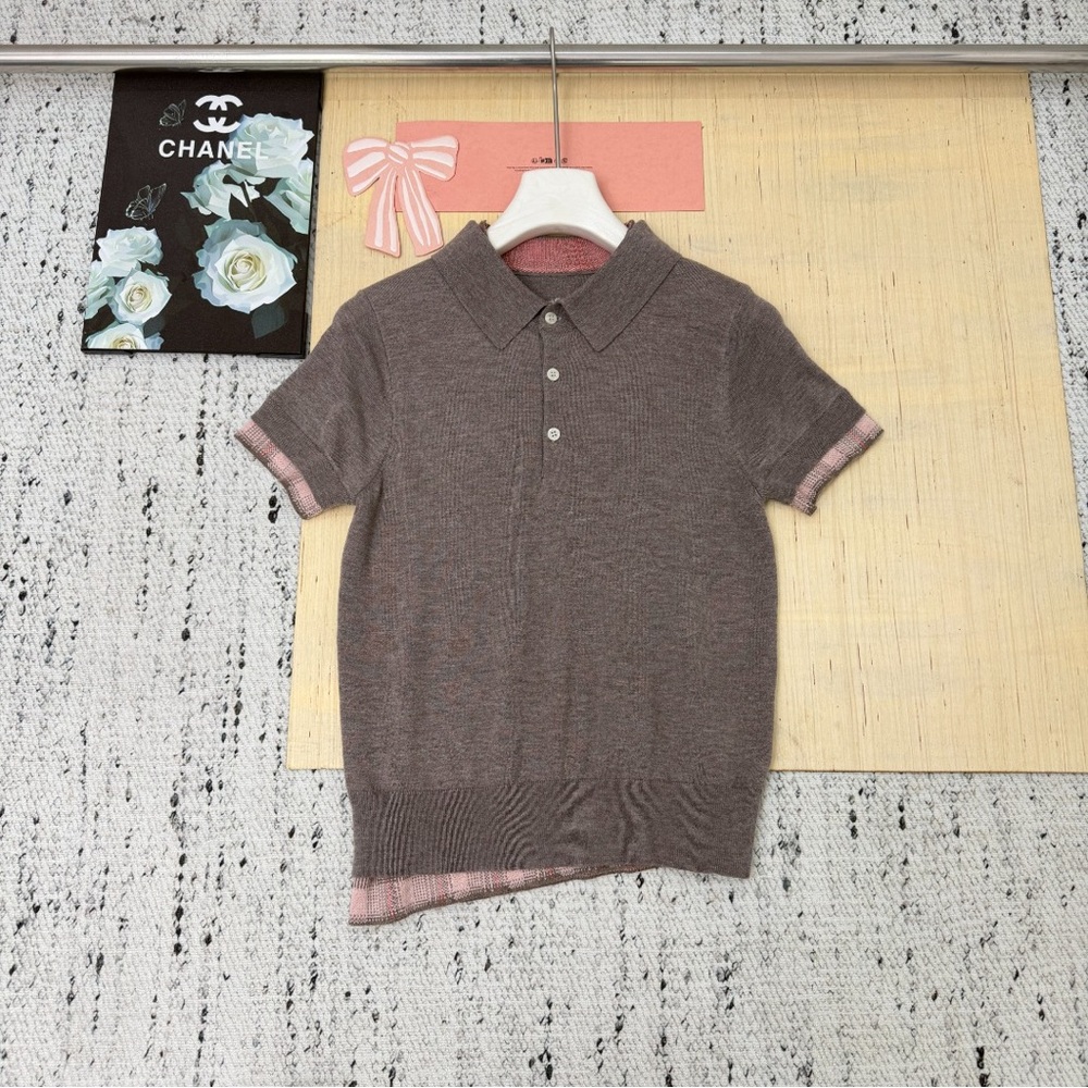 Acne Taupe Short Sleeve Polo Shirt